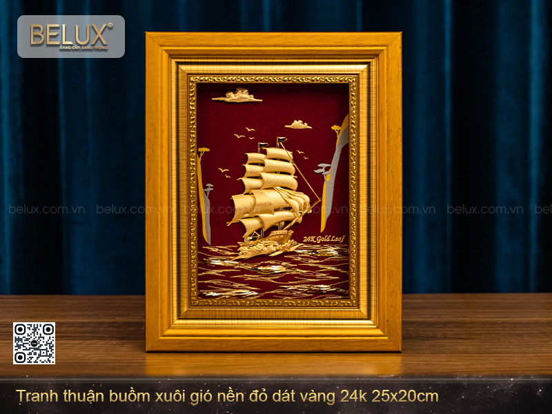 Tranh thuận buồm xuôi gió dát vàng 24k 25x20cm